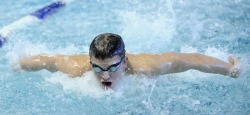 Sam Gill '14 swims to an All-American finish in the 100-yard butterfly at the 2013 NCAA Division III Swimming and Diving Championship.