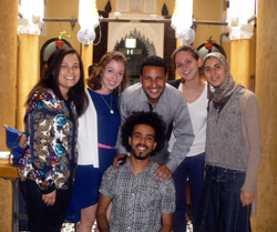 Sybil Bullock '14, second from left, is interning this summer at the Center for Cross-Cultural Learning in Rabat, Morocco. Bullock is one of 52 members of the Class of 2014 completing an international College-funded internship. (Homepage photo: Claire Wellbeloved-Stone '14 is interning with the World Wildlife Fund in the Galapagos Islands.)