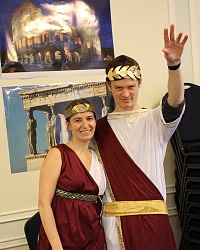 Classics faculty in togas
