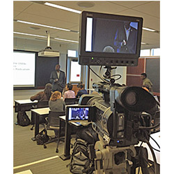 A camera crew visited Professor David Canton's classroom Oct. 8 to film his lecture,