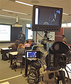 A camera crew visited Professor David Canton's classroom Oct. 8 to film his lecture,