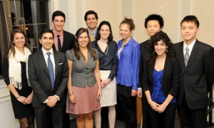 The 2013 Winthrop Scholars (from left): Seniors Catherine Smith, Aditya Harnal, Ryan Foley (in back), Jennifer Parry, Benjamin Allar (in back), Maura Hallisey, Christina Fogarasi, Bo Xiong (in back), Megan Maffucci and Vinh Tuan Pham. Not pictured: Jennifer Blagg, Andrew Greaves, Sarah Lamer and Devon Light-Wills.