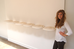 Delaney Vartanian '13 created several art pieces exploring the material culture of the domestic sphere to inform her senior thesis, "Home// A Site of Exploration." Vartanian is one of eight students nominated for the Oakes and Louise Ames Prize for outstanding honors thesis. (Homepage thumbnail: Ames Prize nominee Sonya Rao, left, with her thesis adviser, Professor Anthony Graesch.)