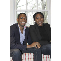 Scholarship winner Ricardo Kabila '13 (left) poses with his friend Fabiola Miakassissa '13.