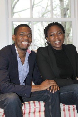 Scholarship winner Ricardo Kabila '13 (left) poses with his friend Fabiola Miakassissa '13.