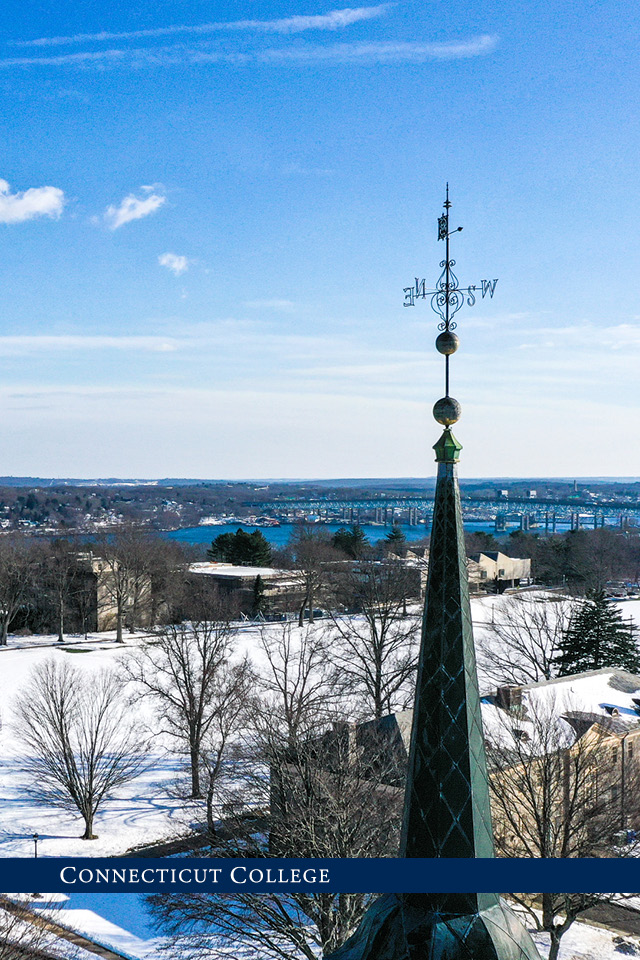 Overhead of campus in the winter