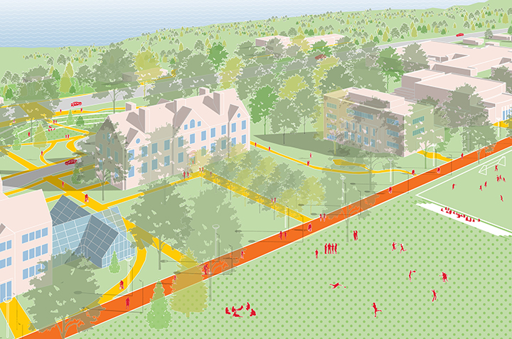 A concept rendering of plans to Bill Hall and Fanning Hall.