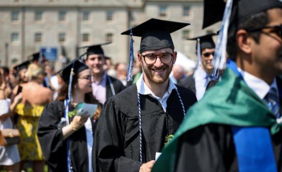 Graduates process out of Commencement.