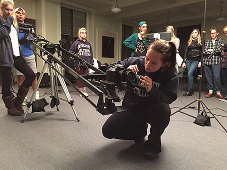 Filmmaking students at work