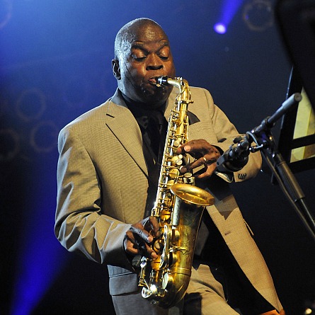 Photo of Maceo Parker by Ines Kaiser, playing the saxophone