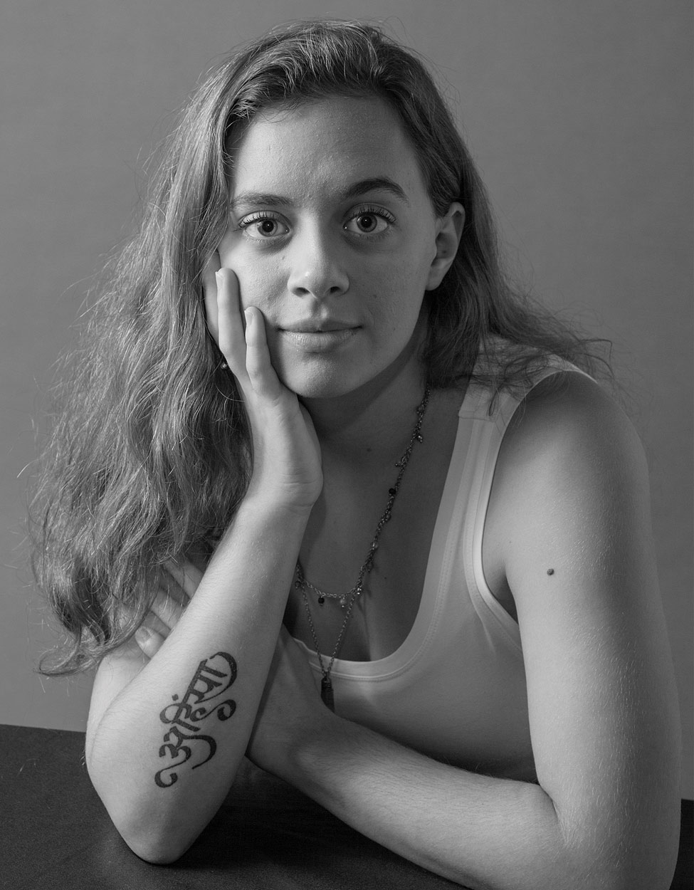 Black and white portrait of Vanessa Correia, RN ’16