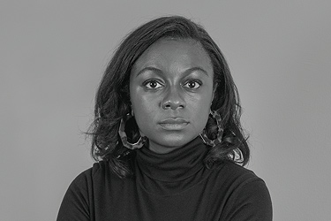 Black and white portrait of Jazmine Hughes ’12