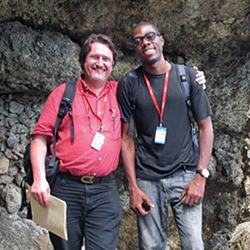 Filmmaker Michael Sheridan '89, left, with Ralph Thomassaint, a Haitian journalist and CSFilm's Haitian program coordinator