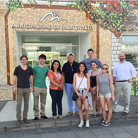 Students and Professor Alex Hybel on their trip to Chile.