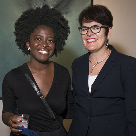 Author Yaa Gyasi, left, with President Katherine Bergeron