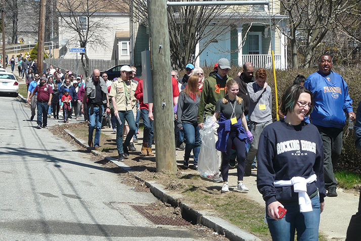 Walkers make their way along the 1.8-mile route, which winds through New London and past some of the city’s historic and community landmarks. 