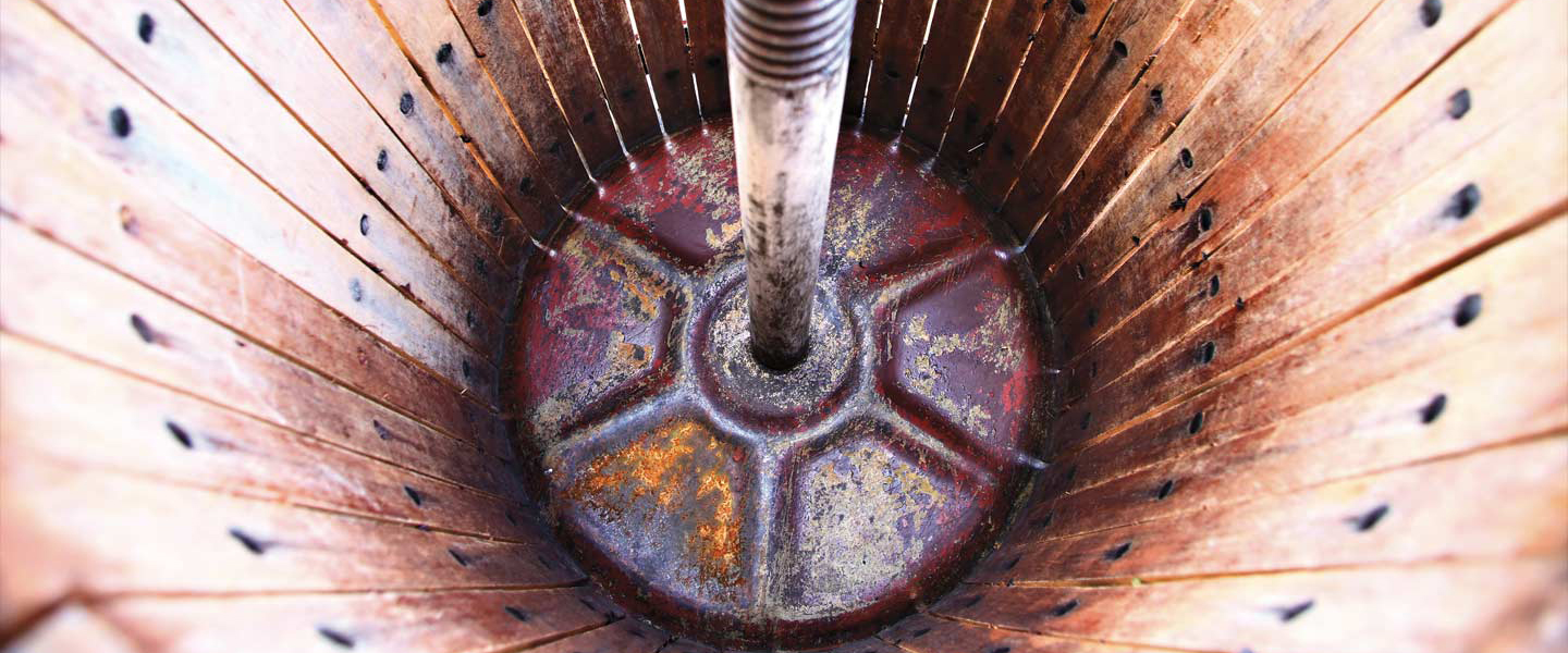 The inside of a wine barrel
