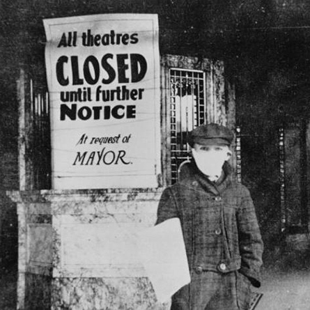 An archival photograph from the 1918 flu outbreak