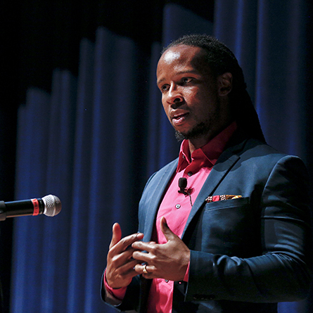 Bestselling author Ibram X. Kendi speaks at the U.S. Coast Guard Academy as part of Conversations on Race, a collaborative series of community discussions hosted by Connecticut College and The Day newspaper and in partnership with the USCGA. 