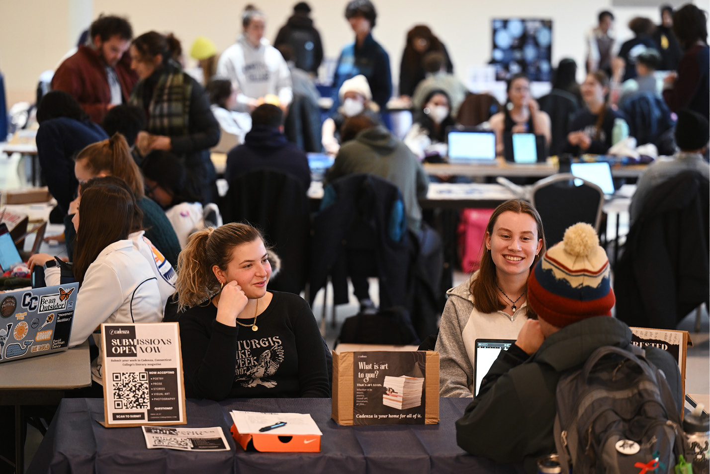 Dozens of student organizations put their best foot forward to display their offerings to the college community at the Spring Student Involvement Fair in early February.