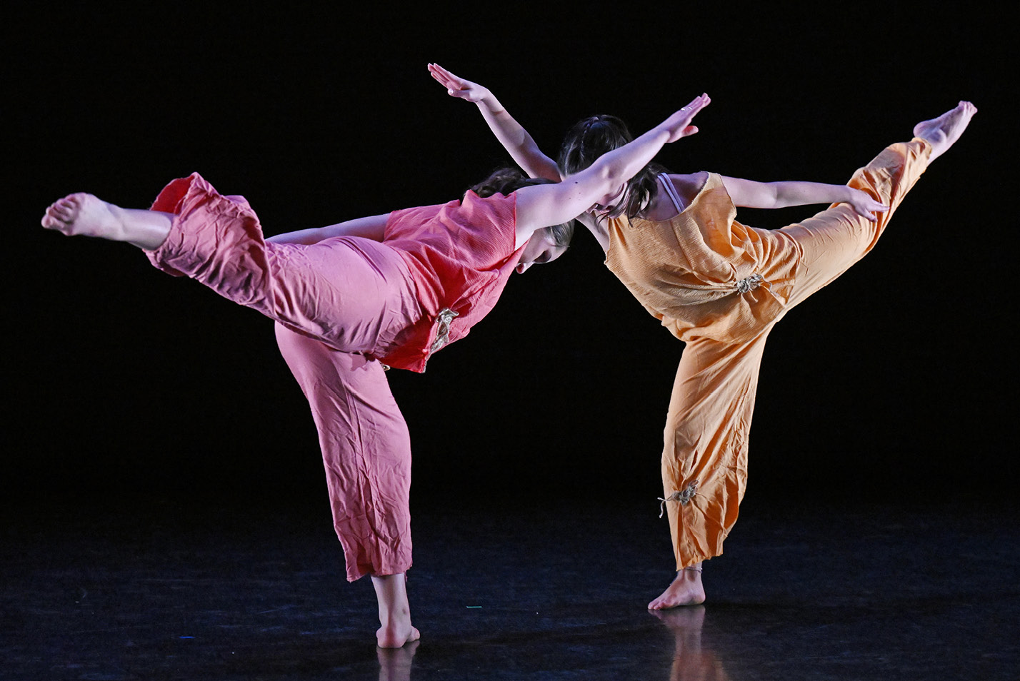 Dancers perform at Department of Dance Student Works Concert dress rehearsal in the Martha Meyers Dance Studio in late February.