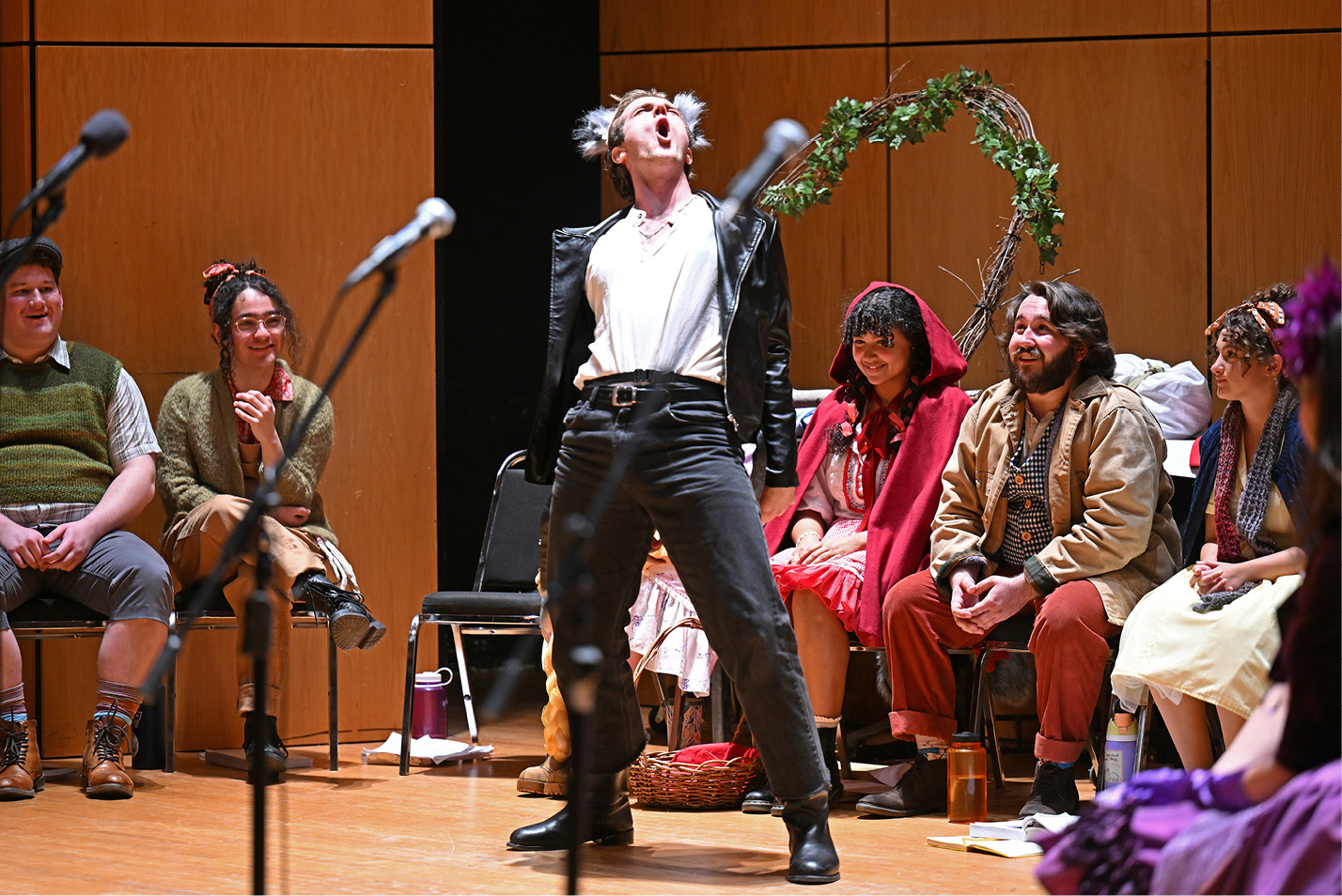 A male singer sings at the theater department's “Into the Woods” concert Friday, March 31, 2023 in Evans Hall.