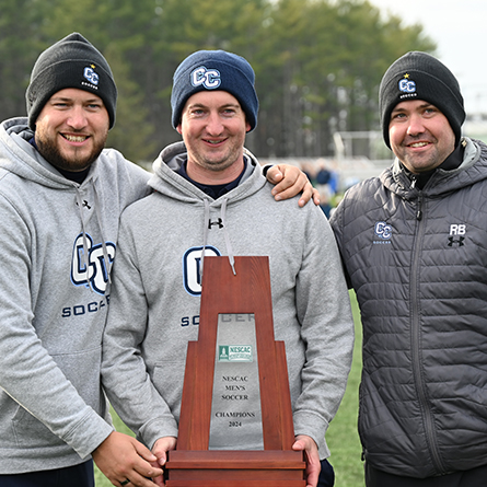 Men's soccer coaches Reuben Burk, Andrew Storton and Lee Elliott