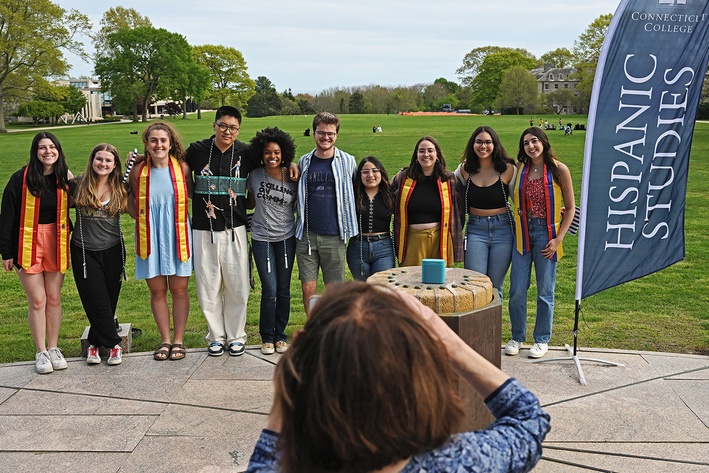 A group of students gather for a group photo.