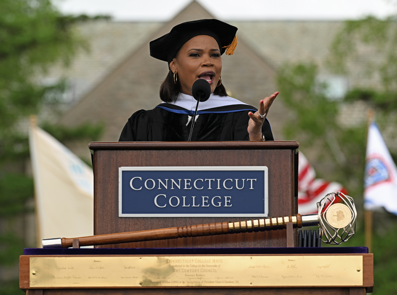 CNN Chief Legal Analyst Laura Coates addresses the Class of 2024 at Connecticut College’s 106th Commencement.