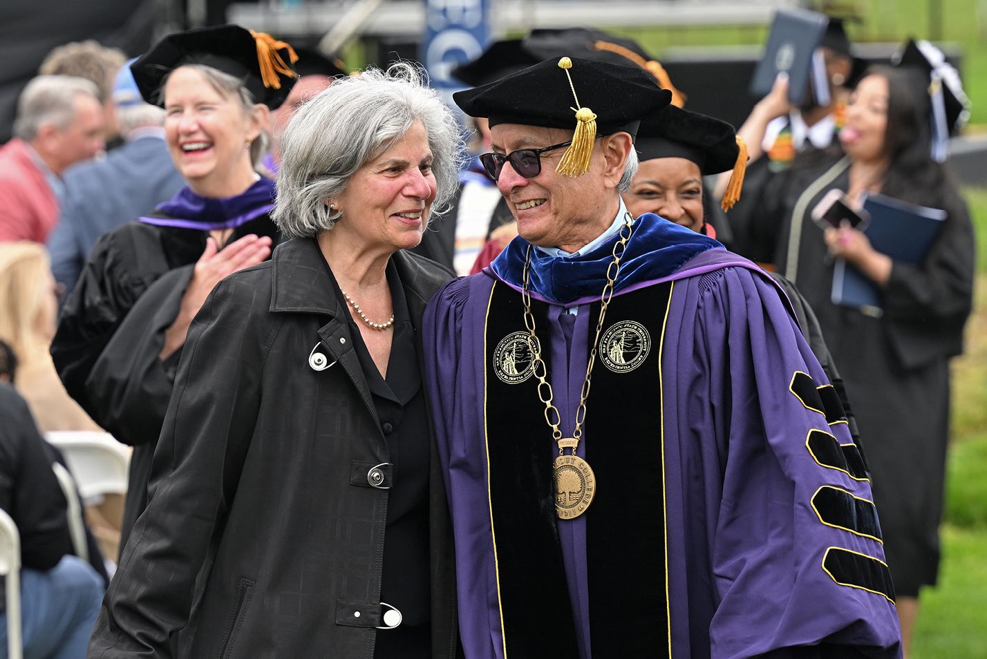 Interim President Les Wong and his wife, Phyllis Michael Wong, at Commencement