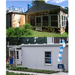 Before and after shots of the Steel House, which was known as 