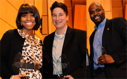 2011 Martin Luther King Jr. Service Award winners, from left: Loretta Vereen '12, Professor Jennifer Manion and Professor David Canton