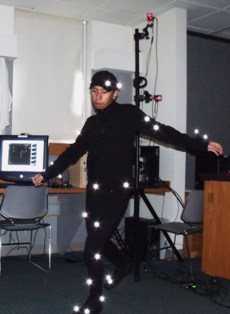 Ajjen Joshi ´12 shows off his motion capture suit.