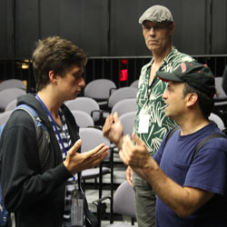 Julian Gordon '14 (left) with actors Marco Greco (far right) and Kevin Geer