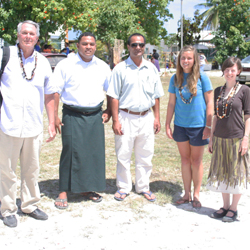Kristiane Huber '11, second from right, in Tuvalu with her team from Tribal Link.