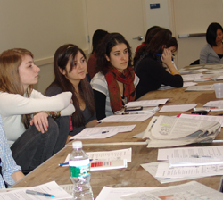 Students discuss opinion writing at an annual journalism event hosted by The College Voice.