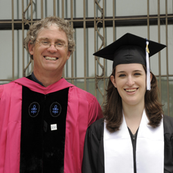 Professor Marc Forster, left, with Erin Wilson '11. Forster advised Wilson on her senior thesis, for which she won the Oakes and Louise Ames Prize at Commencement.
