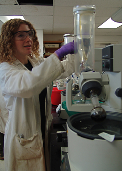 Sarah Spiegel '11 is one of several students spending their summers in the lab. Photo by Lilah Raptopoulos '11