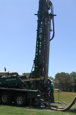 Engineers installed a 500-foot test well in the northeast corner of Tempel Green to confirm that a geothermal system was an option for the new Science Center.