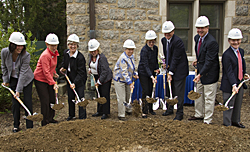 College officials and alumni and parent leaders broke ground for the new Science Center May 21.