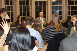 President Leo I. Higdon, Jr. answers career <br>questions from students.