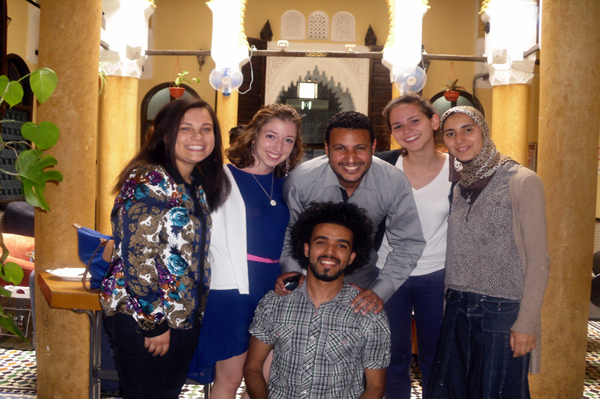 Connecticut College Toor Cummings Center for International Studies and the Liberal Arts, CISLA, scholar Sybil Bullock ’14 during her internship with her colleagues at the Center for Cross-Cultural Learning in Rabat, Morocco. 